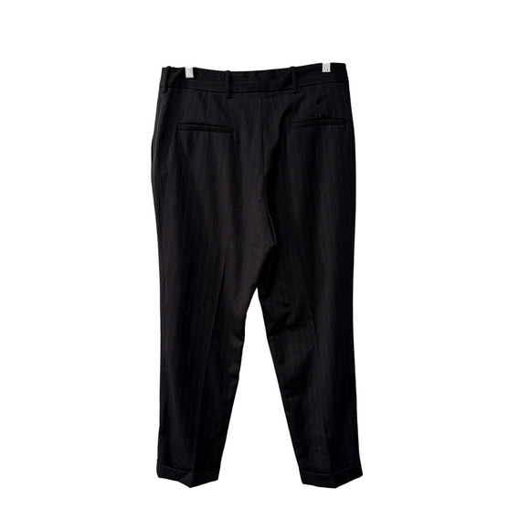 Nili Lotan 8 Virgin Wool $575 Pinstripe Montana Dress Pants Pleated Cropped NWT - Picture 4 of 11